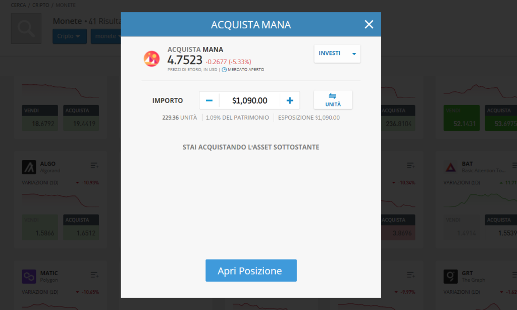 acquista decentraland mana