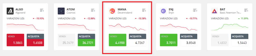 criptovaluta decentraland mana